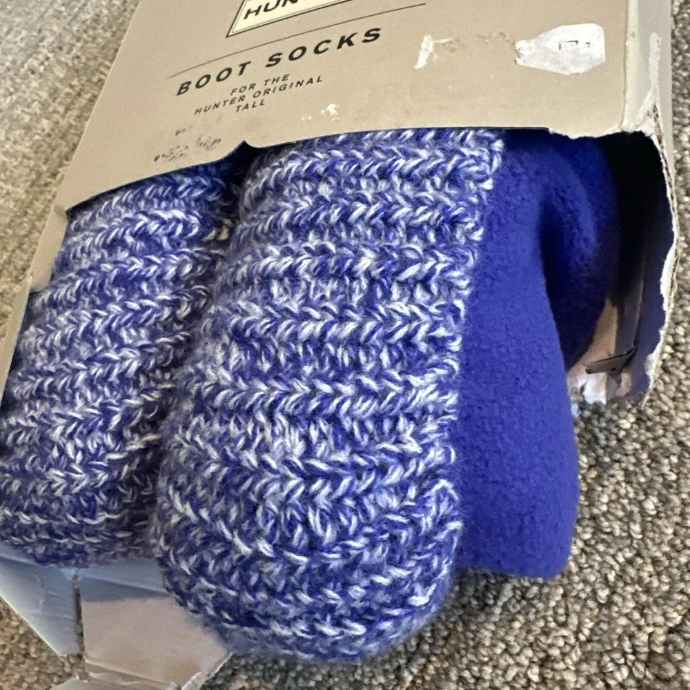 Hunter Original Tall Cable‎ Knit Boot Socks Size Electric Storm Blue Marle New!